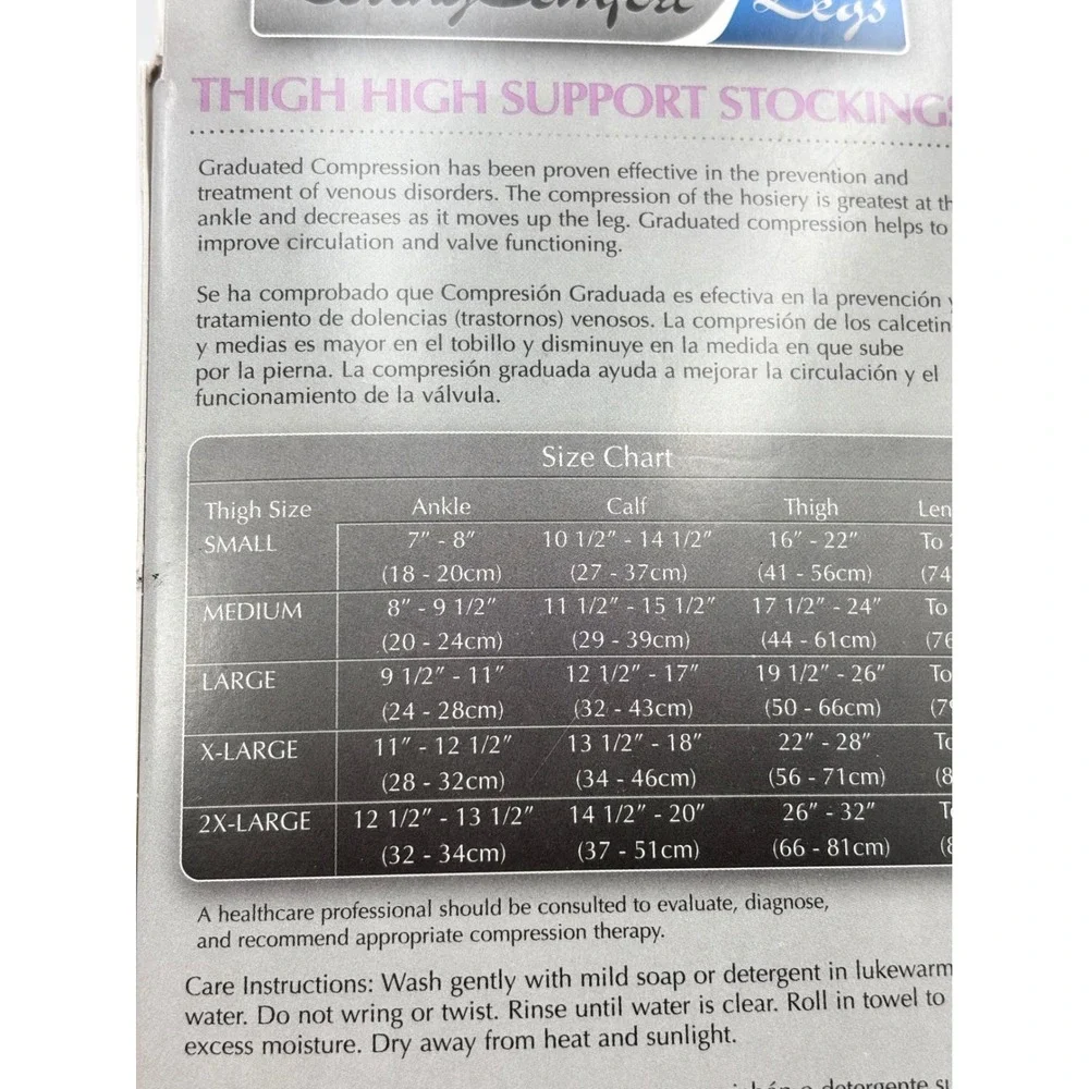 Loving Comfort Legs Thigh‎ High Support Stockings 20-30 mmHg Beige XL 1675